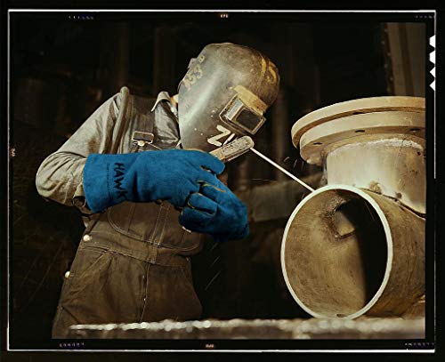 Leather Welding Gloves FIRE/HEAT RESISTANT Baking Barbecue oven BBQ Grill/Pot Holder Welders Gauntlets Rigger Fireplace Outdoor Working Work Gloves Mitts Blue - 14"!!!! - Thumbnail 3