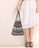 Farway Unisex Canvas Drawstring Bag Ethnic Knit Bohemia Backpack Shopping Sack Bags