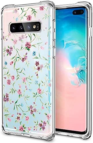 Designed for Samsung Galaxy S10 Plus Case, oasisM Screen Protection Soft Silicone Gel Clear Cover Slim Shock Absorbing Shell Anti-Scratch Bumper Skin for Samsung Galaxy S10 Plus - Purple Flower