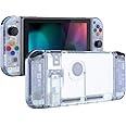 eXtremeRate DIY Replacement Shell Buttons for Nintendo Switch, Back Plate for Switch Console, Housing with Colorful Buttons for Joycon Handheld Controller - Clear Atomic Purple [No Electronics Parts]