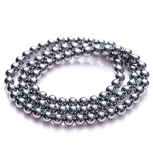 LiZiFang Natural Terahertz Wave Gemstone Round Beads Healing Bracelet 6mm