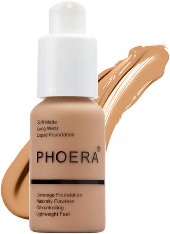 Matte Oil Control Concealer Foundation Cream,PHOERA New 30ml Long Lasting Waterproof Matte Liquid Foundation (105 Sand)