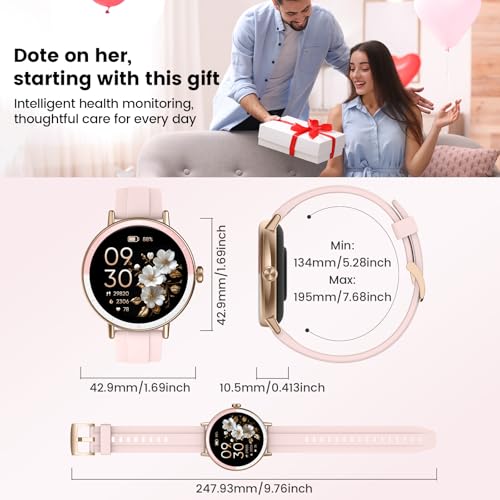 Smart Watch for Women Answer/Make Call, 1.27'' HD Screen Fitness Watch with Heart Rate/Sleep/Stress Monitor, New Smartwatch with 110+ Sport Modes, IP68 Waterproof Activity Tracker for Android iOS/Pink