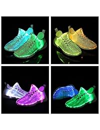 KINGLEAD - Zapatillas de fibra óptica con luz LED, recargables, con USB, para hombres y mujeres, para niños y niñas