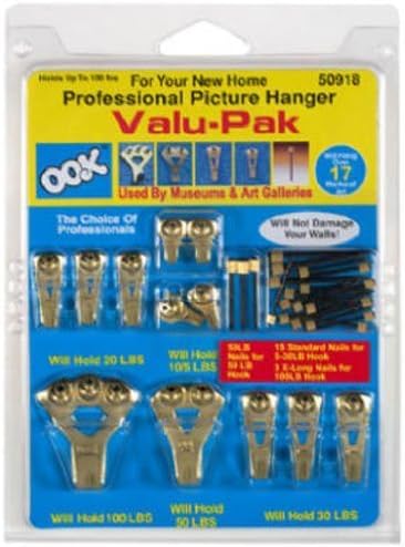 OOK by Hillman 50918 Professional Picture Hanging Value 17 Piece Pack Kit, hangs up to 17 frames 3-Pack