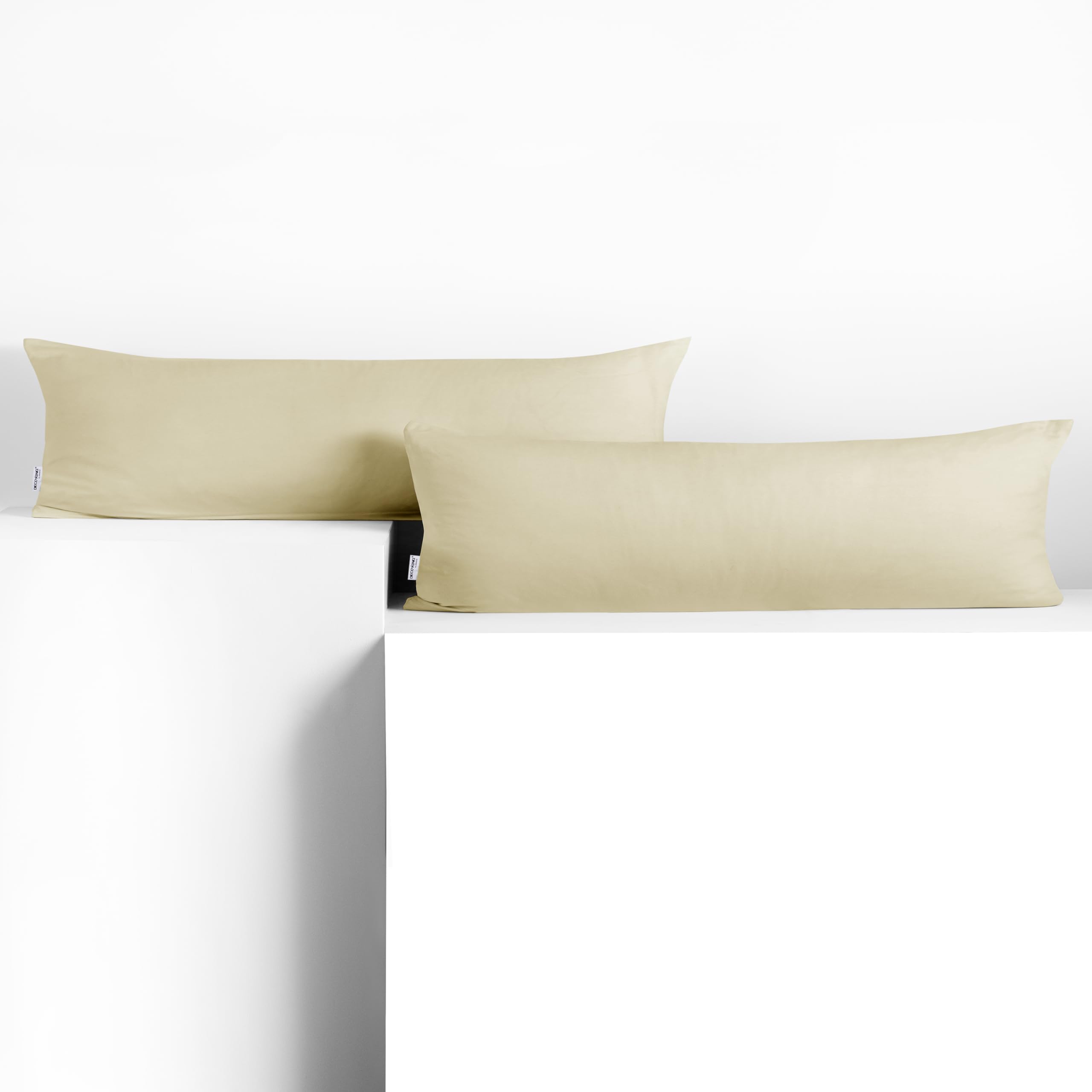 DecoKing 2 Pillowcases 20 x 120 cm Jersey 100% Combed Cotton Zip Beige Amber