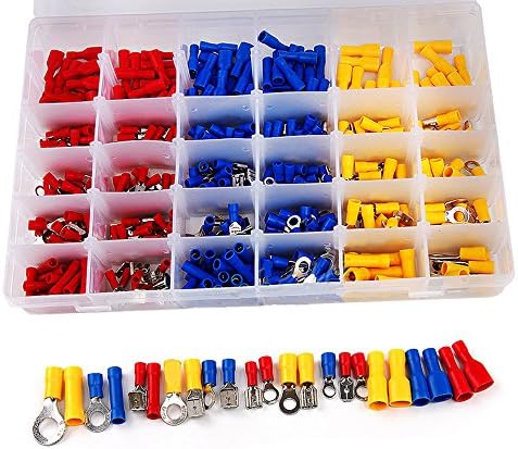 480pcs Crimp Terminals Connectors KangTeer Mixed Assorted Lug Kit Insulated Spade/Butt Crimp Connectors Set (480pcs)