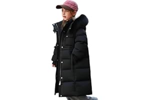 Girls Long Quilted Coat with Removable Hood, 2025 Winter Warm Parka Coats Mid Length Full Zip Puffer Jacket