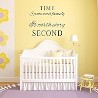 Marcheng Family Wall Decals~Time Spent with Family is Worth Every Second Wall Decal Quote Home Decor Art Quote Decals Wall Art Stickers Decal