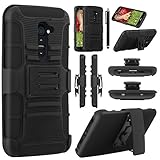 LG G2 Case, [Kick-Stand Holster Belt Clip ] Case for LG G2, EC™ Rugged Hybrid Impact Heavy Duty Hard Rubber Cover Case for LG G2 With Belt Swivel Clip Holster + Screen Protector and Stylus(AT&T D800, T-Mobile D801,Global D802) (Black/Black)