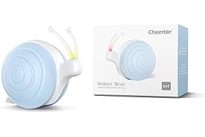 Cheerble Interactive Cat Toy for Indoor Cats, Wicked Snail, [2024 Upgraded] Kitten Toys, Automatic Cat Toy with LED Lights, DC Rechargeable Moving Cat Toy, Smart Sensing Electric Cat Toy (Blue)