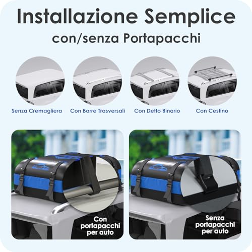 Rymopuey 20Cu.Ft/566L Car Roof Box, Waterproof 1000D Blue, Car Roof Box with Non-Slip Mat, 10 Straps, Car Roof Box and Folding Car with or without Luggage Rack