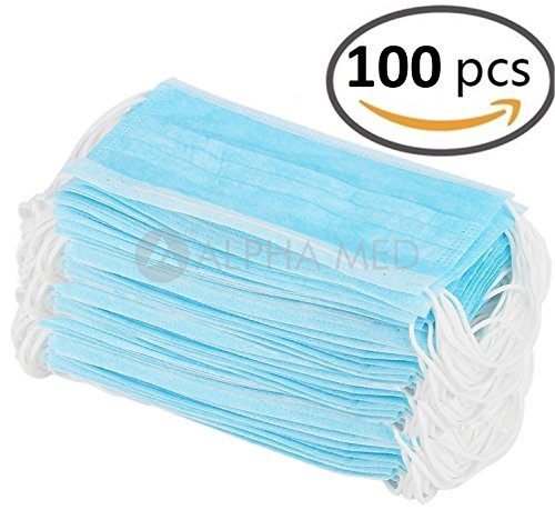 100 pieces earloop masks by alpha med - 3 ply (layer) s…