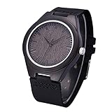 Bamboo Wooden Quartz Watch for Men Retro Leather Fashion Watches Cowhide Band Casual Creative Gifts