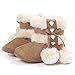Voberry Baby Toddler Girls Knit Soft Winter Warm Snow Boot Fur Trimmed Pom Pom Boots (6~12M, Khaki)
