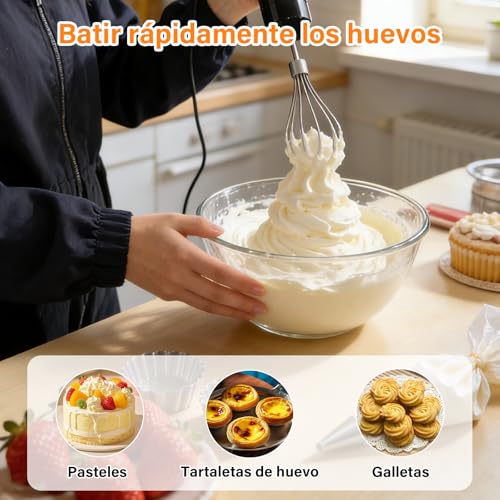 LEMONSEA Batidora de Inmersion 5 en 1 de acero inoxidable, Licuadora de Mano 1000W Batidora de Mano Multiusos de Alta Potencia, Incluye Tazón Picador y Accesorios para Batidos y Espumador de Leche