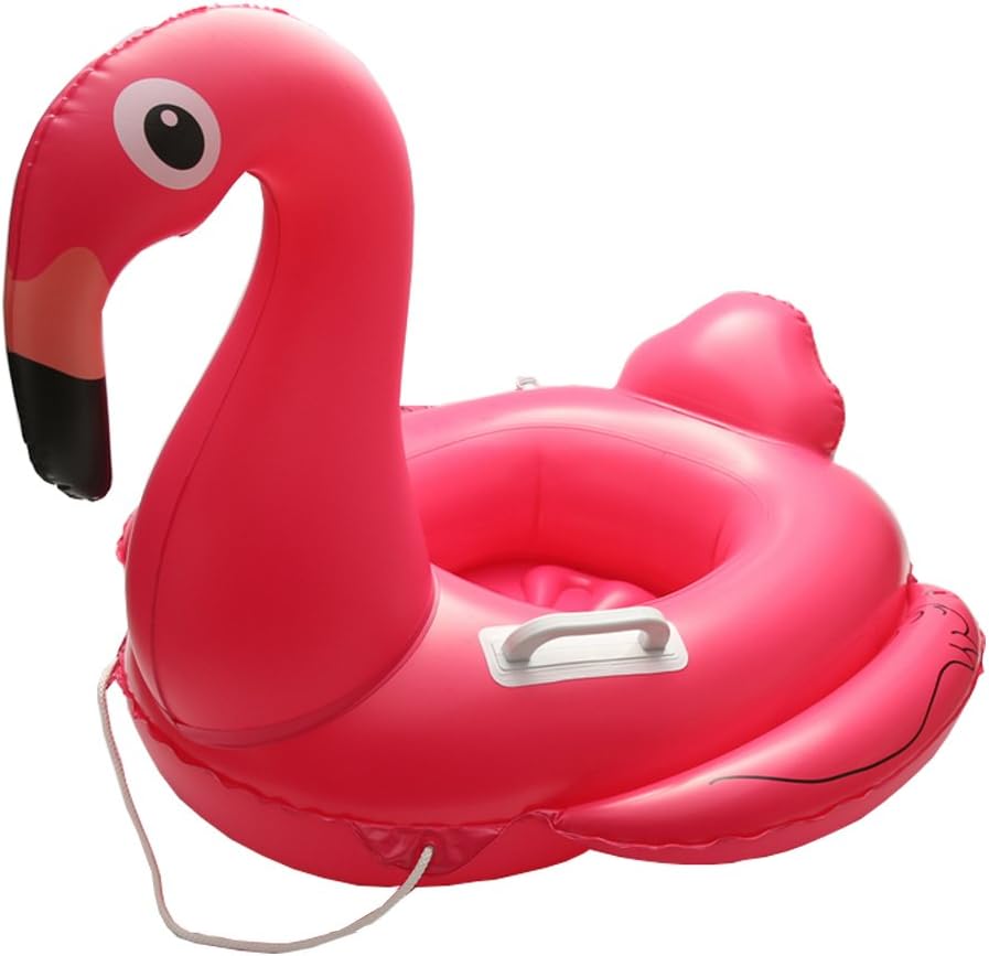 IBanana Baby Float, Children Baby Infant Kids Toddler Flamingo Inflatable Pool Float Seat Ring with 2 Handle and Safty String for 1-6 Years Baby (baby-flamingo)
