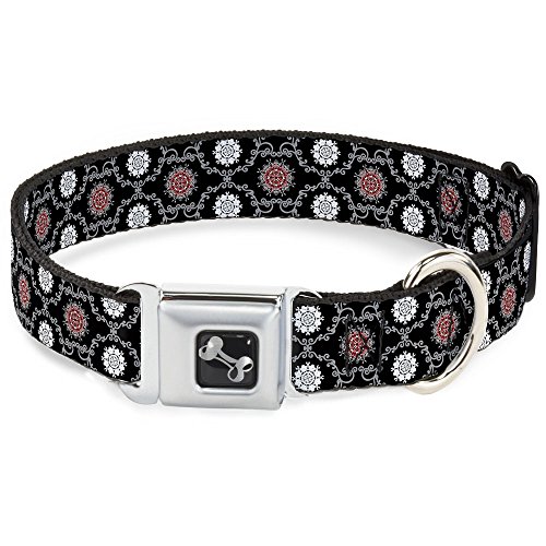 Buckle Down Seatbelt Buckle Dog Collar - Tapestry 1 Black - 1