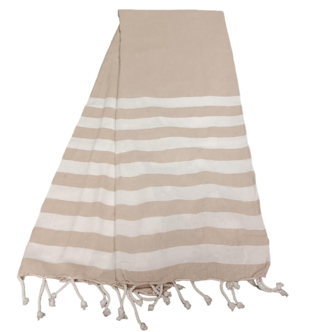Atout Ciel Beach Towel, Fouta, Striped with Fringes 90 x 180 cm, Linen