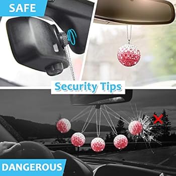 Amazon Com Car Rear View Mirror Accessories Bling Car Crystal Ball Rearview Mirror Charms Car Decor Interior Pink Car Accessories For Women Automotive
