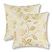 CaliTime Throw Pillow Covers Pack of 2 Cute Growing Leaves Cushion Cases Shells for Couch Sofa Home Decoration 18 X 18 Inches Gold