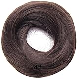 PrettyWit Hairpieces Short Curly Hair Extension Messy Bun Updo Chignons Piece Wig Scrunchy Bridal-Medium Brown 4