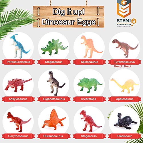 LUKAT Dinosaur Eggs Dino Dig Kits 12 Unique Dinosaurs Excavation Toy Kids Gifts for Boys and Girls Learning Fun