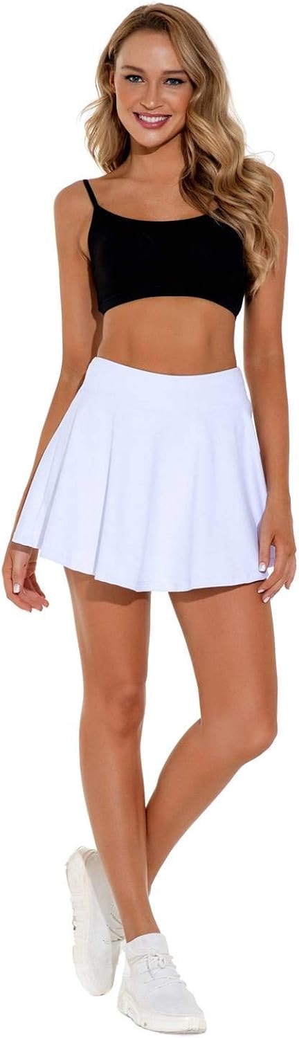 STYLEZONE Women’s Skorts Pleated Cute Skirts Sports Shorts with Pocket for Running Tennis Golf Workout: Clothing