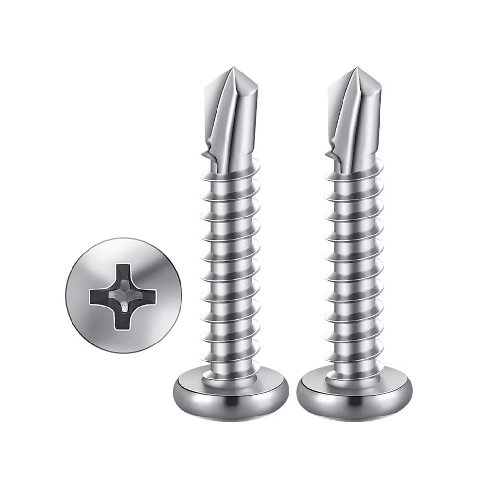 SYDARSYN Phillips Pan Head Self Tapping Self Drilling Screw for Metal/Wood, 304 Stainless Steel Drill Tail Screws M3.9x16mm (20 pcs)