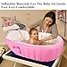 Baby Inflatable Bathtub,Topist Portable Mini Air Swimming Pool Kid Infant Toddler Thick Foldable Shower Basin with Soft Cushion Central Seat (Pink)