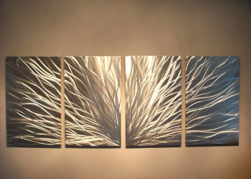 Metal Wall Art, Modern Home Decor, Abstract Wall Sculpture Contemporary- Radiance in Silver