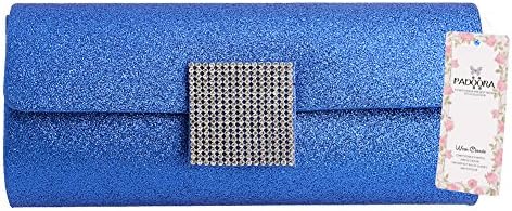 Padoora Shimmering Diamante Crystal Evening Clutch Purse Bridal Wedding Prom Women's Bag (Royal Blue)