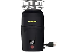 MAX DISPOSER Garbage Disposal 1/2 HP for Kitchen sink Quiet with Power Cord, Easy install, Food Waste Disposer Stainless Steel Grind 0.5 Horsepower (A400)
