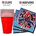 Spiderman Party Supplies | Spiderman Birthday Party Supplies | Spiderman Plates, Birthday Napkins, Paper Cups, Spiderman Tablecloth, Spiderman Birthday Banner | Marvel Superhero Birthday Party Supplies Serves 16