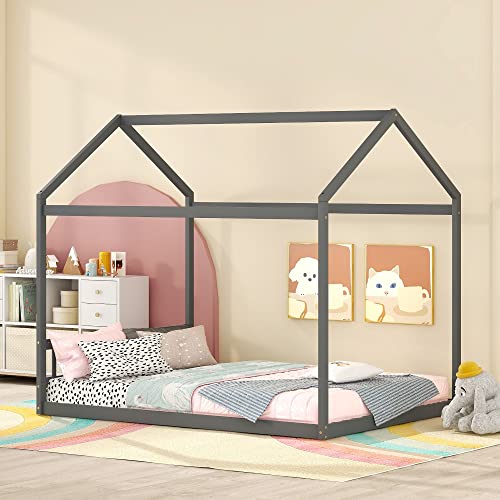 thumbnail interactive-video image 1 of MERITLINE Montessori Floor Bed For Kids, Queen Size Wood 1 of 14