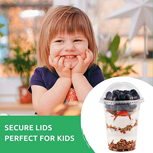 Aatriet 12 oz Clear Plastic Parfait Cups with Insert 3.25oz & Dome Lids No Hole (20 Sets