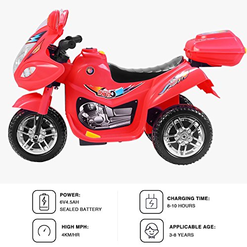 Kids Ride On Motorcycle 6V Toy Battery Powered Electric 3 wheel w/Remote Control