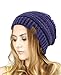 NYFASHION101 Unisex Multicolor Warm Cable Knit Thick Slouch Beanie Cap, Purple/Navy