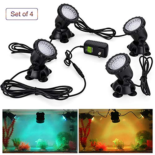 CPROSP Pond Lights IP68 Waterproof 8W Submersible Multi-Color Spot Light Underwater Lights Landscape Decorative Spotlight for Aquarium Garden Pond Pool Tank Fountain Waterfall (Set of 4)