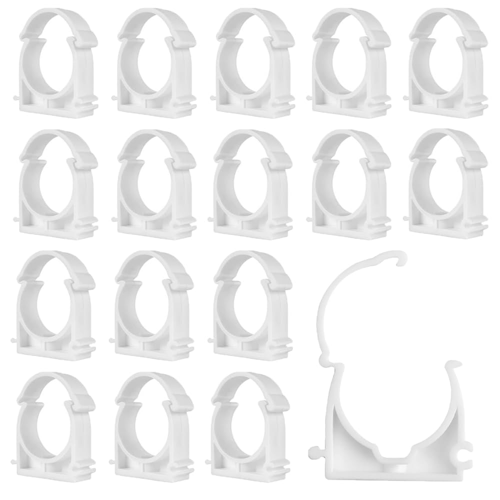RXKFIGX 20pcs PVC Water Pipe Clamps Clips Inner Diameter 25mm Push-Fit Fittings Pipe Clips Water Pipe Fixed Clips Conduit Clips Conduit Fittings Snap Single Hinged Pipe Clamp for 25mm Pipeline Whit