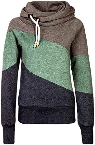 KAKALOT Women's Fashion Patchwork Contrast Color Warm Hooded Sweatshirt