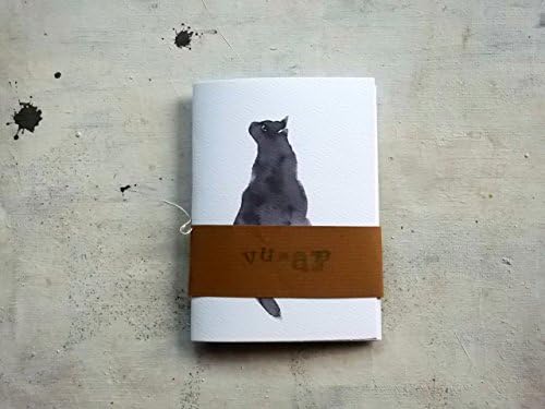 black cat pocket journal blank notebook , hand binding travel Journal with printed cat , gift for pet lovers