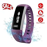 Smart Watch, Fitness Tracker, READ R5.PRO Heart Rate Monitor Blood Pressure Bracelet Pedometer Activity Tracker Sleep Monitoring Call SMS SNS Remind Watch for Android IOS (Purple)