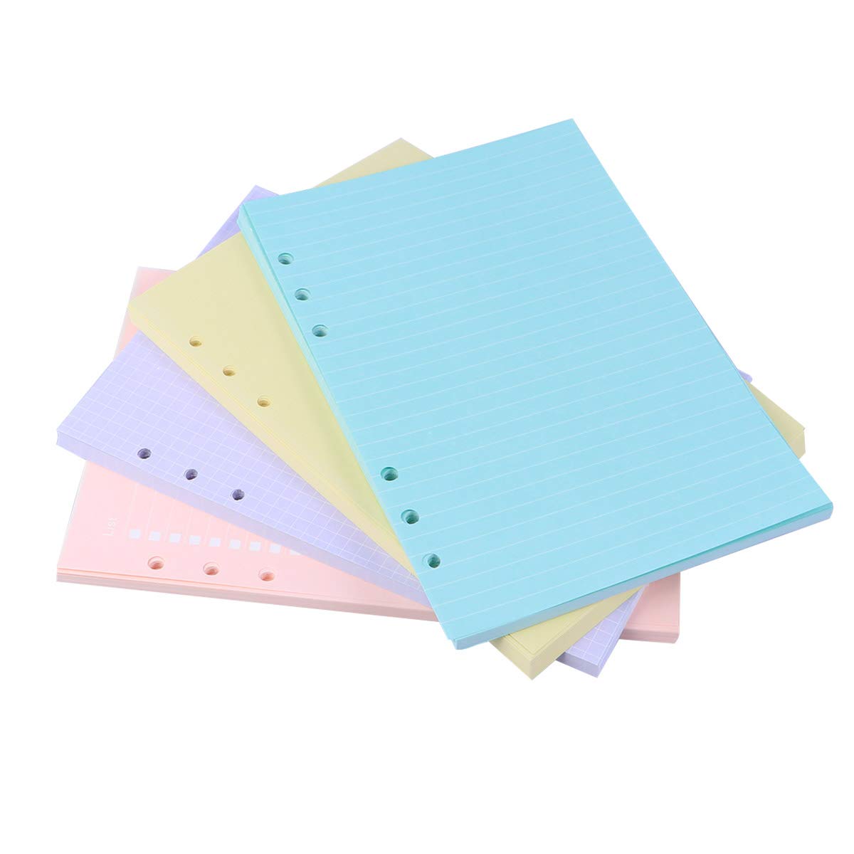 STOBOK Colored Loose Leaf Paper 6 Hole Filler Paper for Binder Notebook