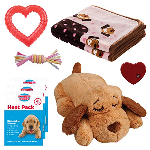 Snuggle Puppy New Puppy Starter Kit (Pink) Heartbeat Stuffed Toy for Dogs Pet Anxiety Relief