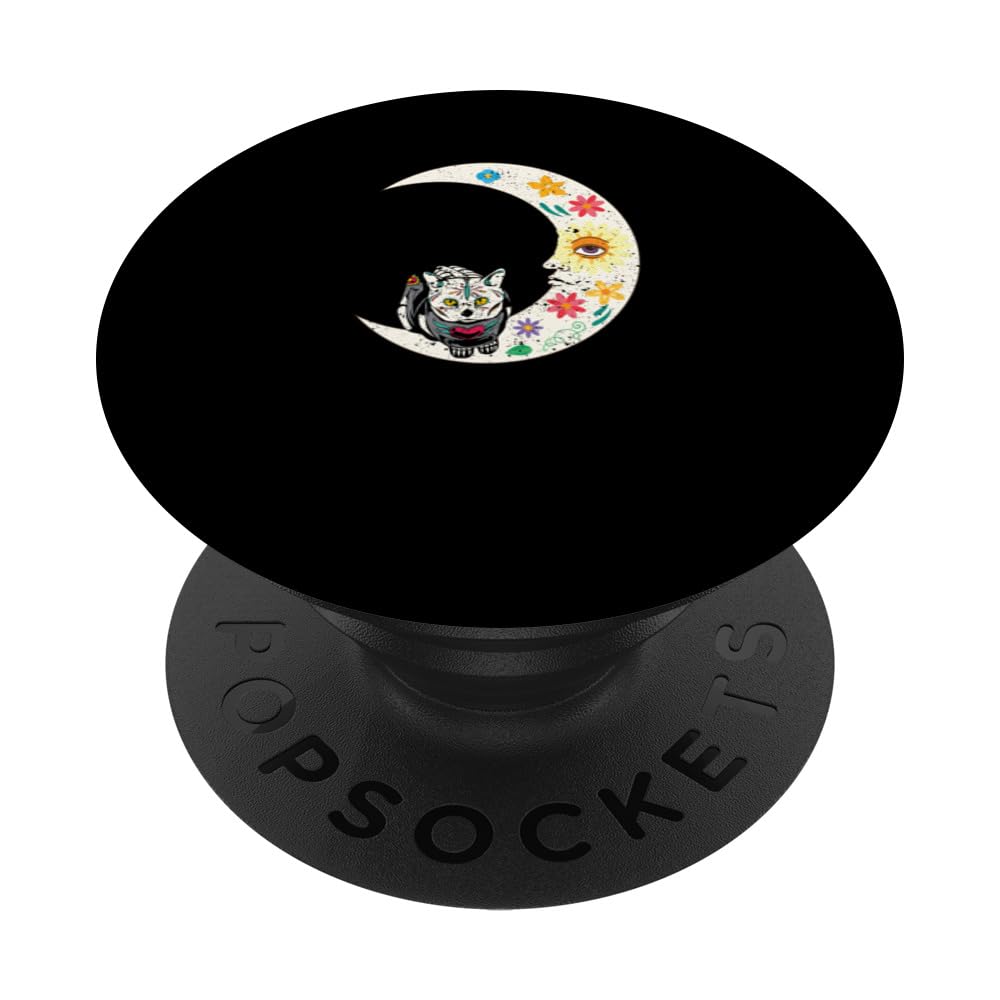 Cat Lovers Moon Sugar Skull Dia De Los Muertos Mexican Cats PopSockets Swappable PopGrip