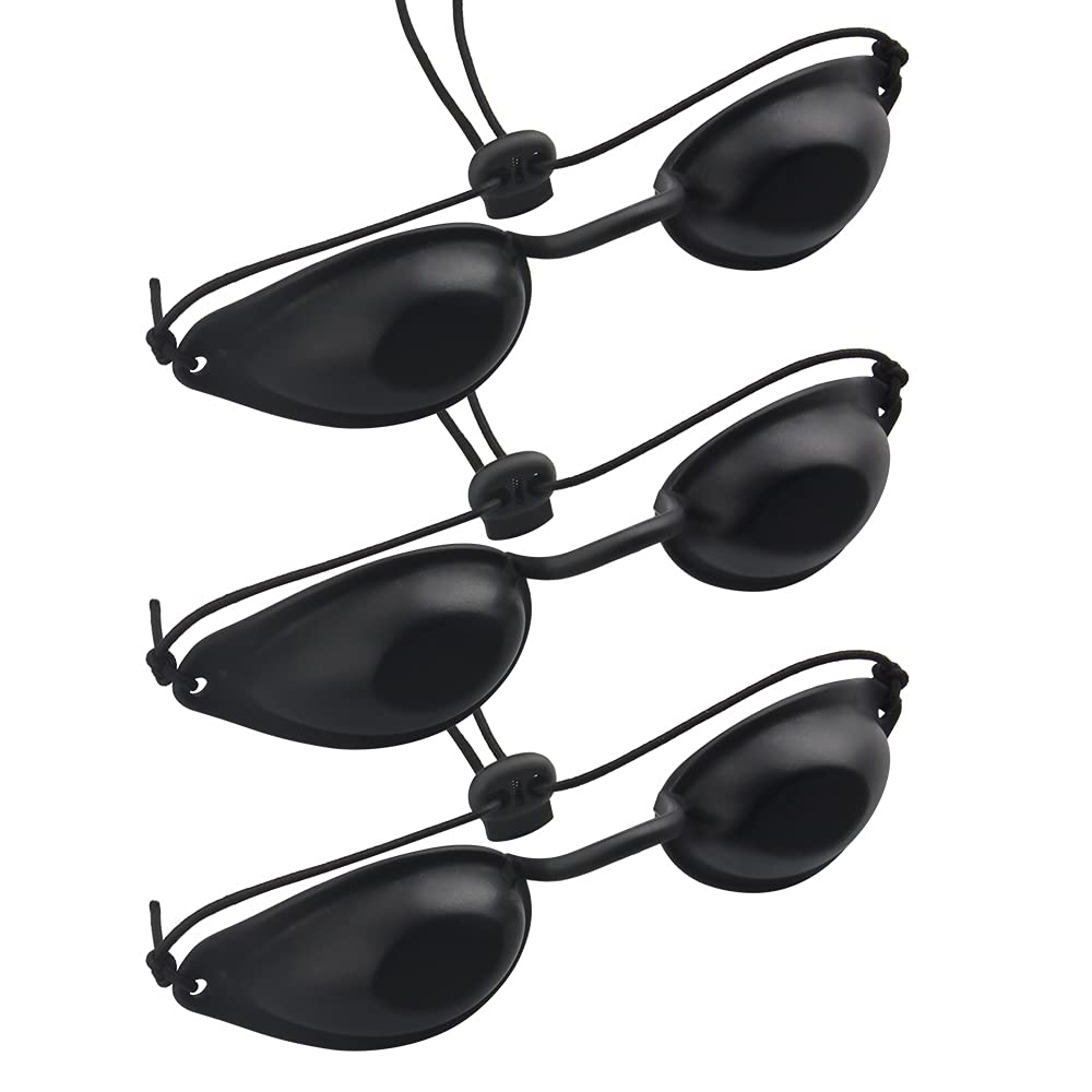 Guichangkai 3Pcs IPL Eye Patch Safety Tanning Goggles UV Safety Goggles Adjustable Tanning Goggles with Elastic Strap for IPL UV Infrared Rays Therapy (Black)