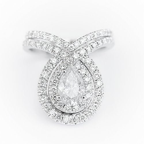 Double Bliss Pear Shaped Diamond Eagagement Rings set - with matching gold diamond wedding band, unique engagement rings