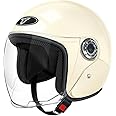 DOT Approved 3/4 Half Motorcycle Helmets Simplicity Open Face Motorbike Vespa Helmet for Adult Women and Men with Visor Goggles for Pilot Scooter Chopper Cruiser Helmet
