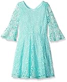 As U Wish Big Girls' Allover Lace Bell Sleeve Dress
